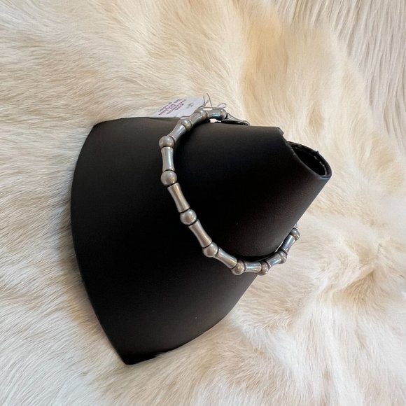 LIa Sophia Dot Dash Bead Stretch Bracelet Silver Tone Metal Minimalist 14832 - Picture 2 of 11